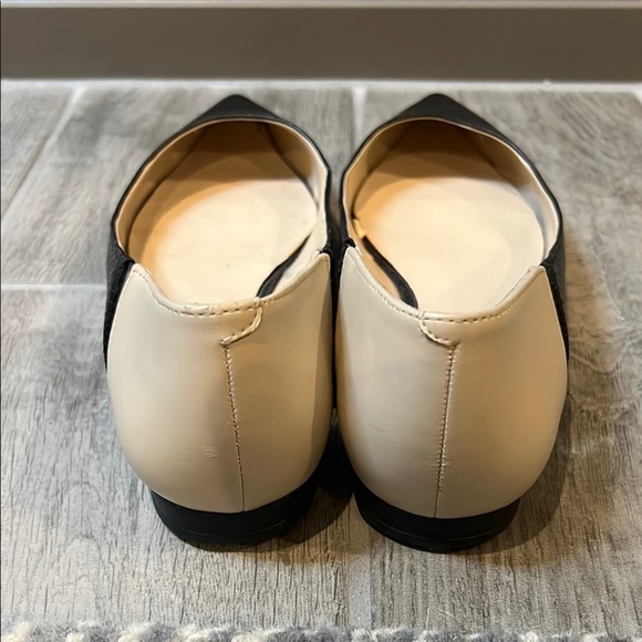 Zara Black/Beige Pointed Toe Flats with Textured Finish, size 38/US 7 1/2 - Picture 5 of 11